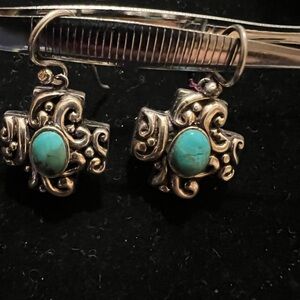 925 STERLING SILVER TURQUOISE DANGLE EARRINGS